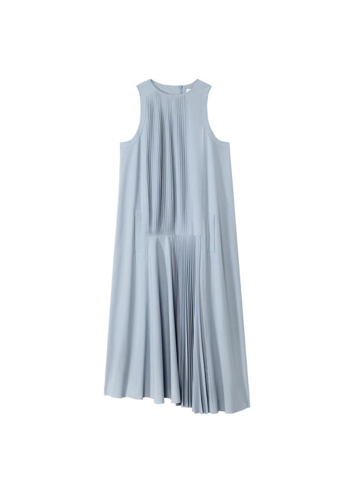 Edith Pleating Mini Sleeveless Dress