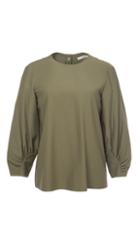 Washed Viscose Twill Shirred Sleeve Top