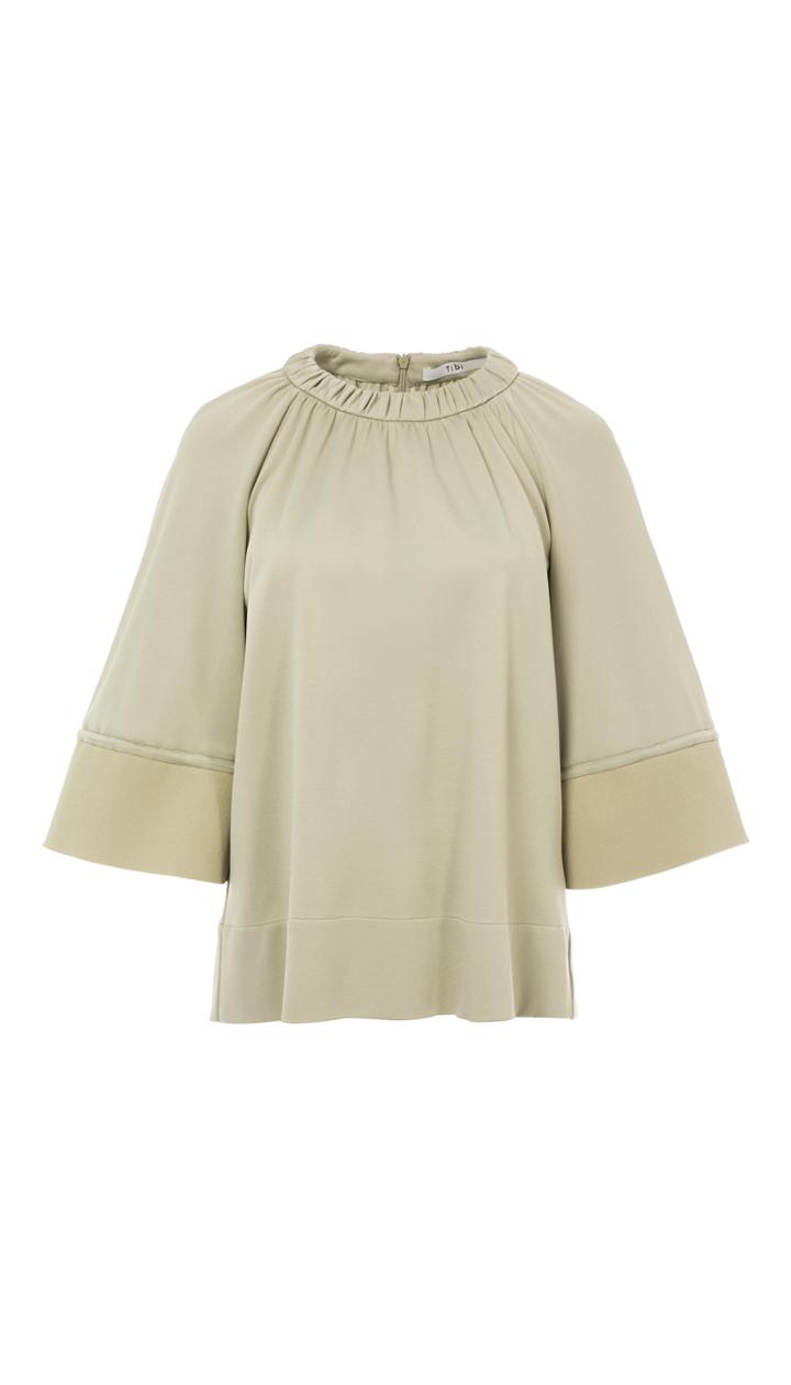 Astor Knit Shirred Top With Rib Cuffs