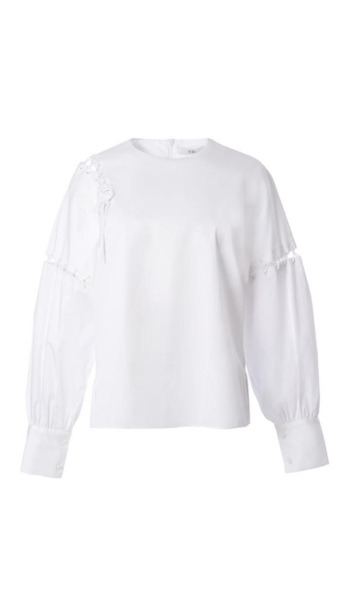 Tech Poplin Long Sleeve Tie Top