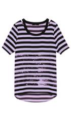 Distressed Stripe Cut Out Top