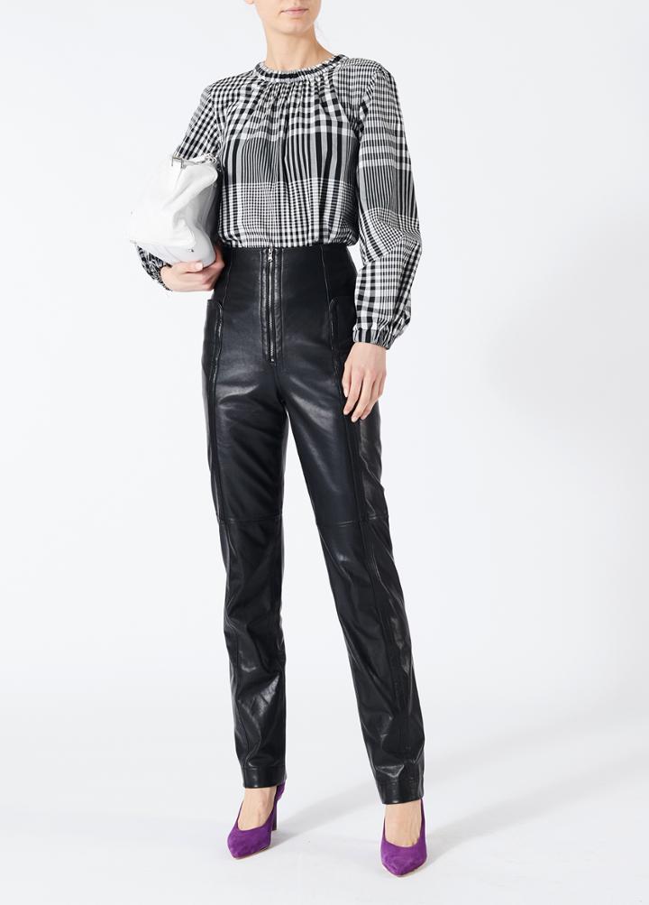 Leather High Waisted Zip Front Pants