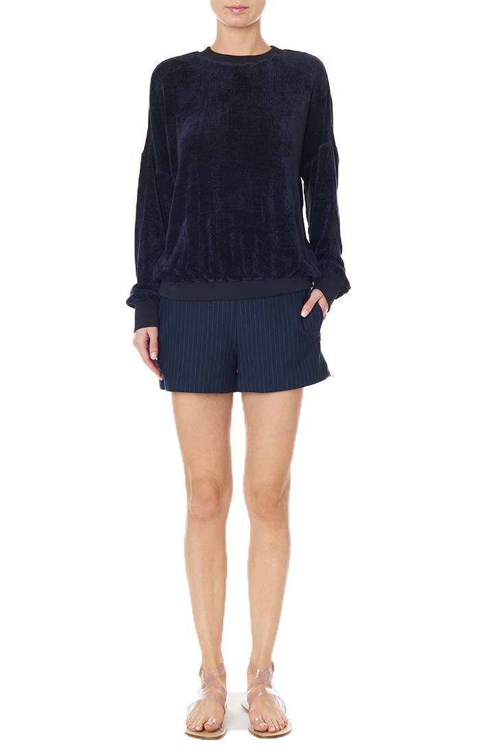 Pinstripe Knit High Waisted Shorts