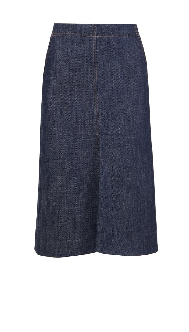 Raw Denim Midi Skirt