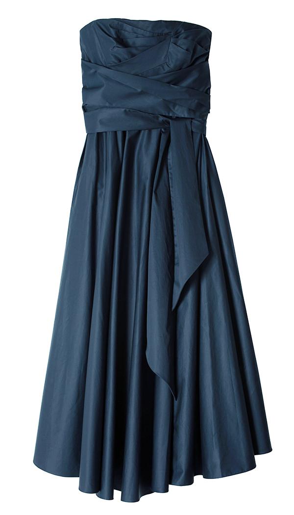 Satin Poplin Strapless Wrap Dress