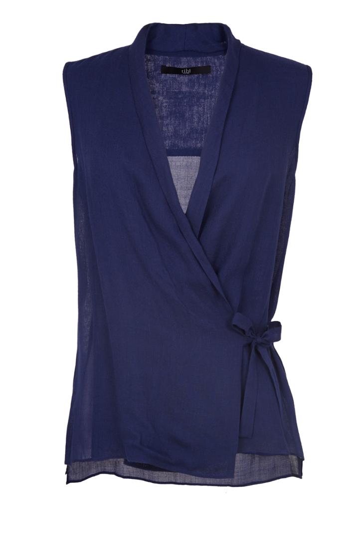 Wool Gauze Sleeveless Wrap Top