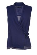 Wool Gauze Sleeveless Wrap Top