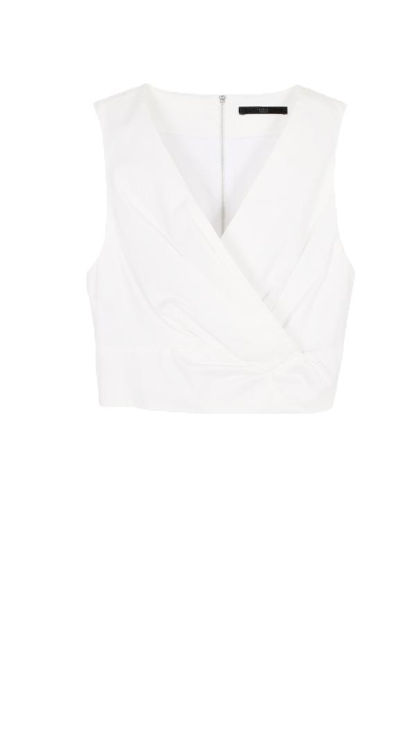 Satin Poplin Twisted Cropped Top