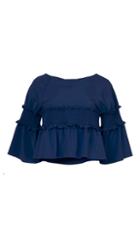 Stretch Faille Smocking Cropped Top