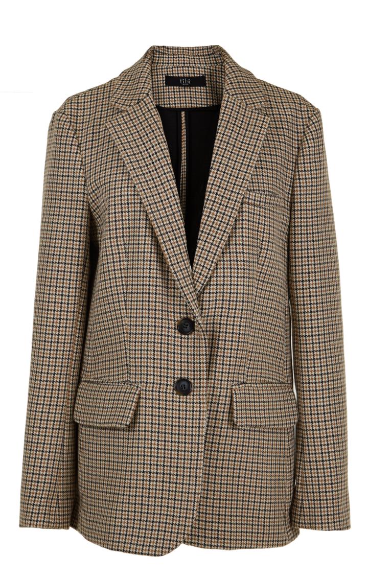 Bonded Houndstooth Boyfriend Jacket