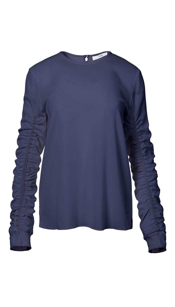 Savanna Crepe Ruched Sleeve Top