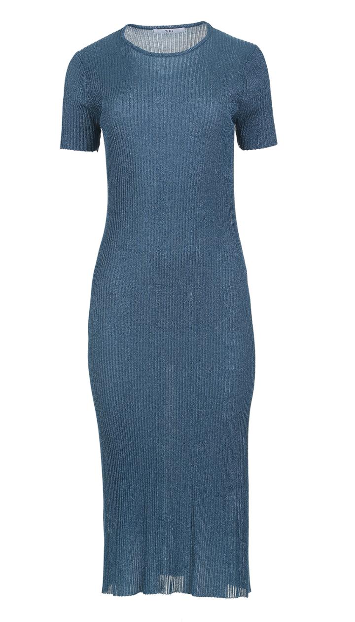 Metallic Ribbed Marcel Dress