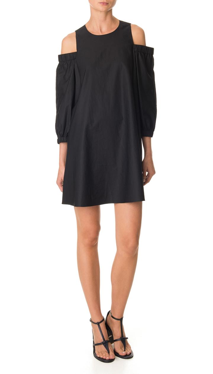 Satin Poplin Cut Out Shoulder Dress
