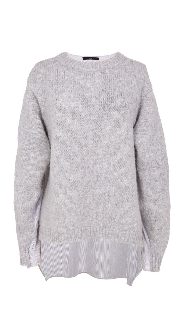 Wool & Stripe Shirting Combo Pullover