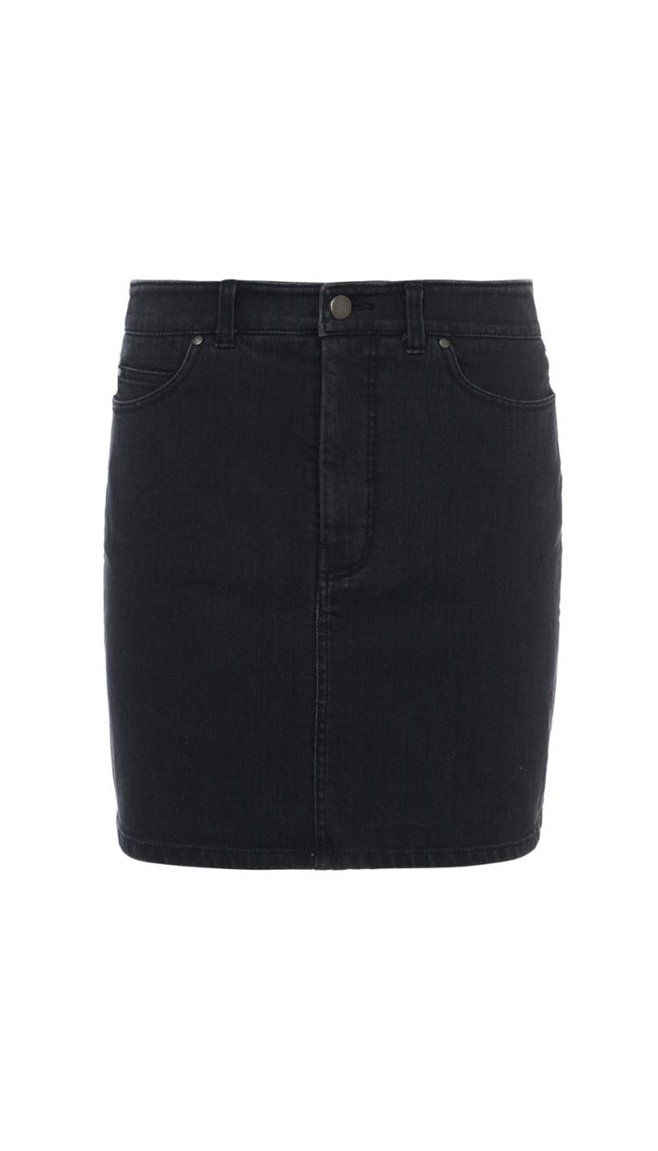 Black Denim Mini Skirt