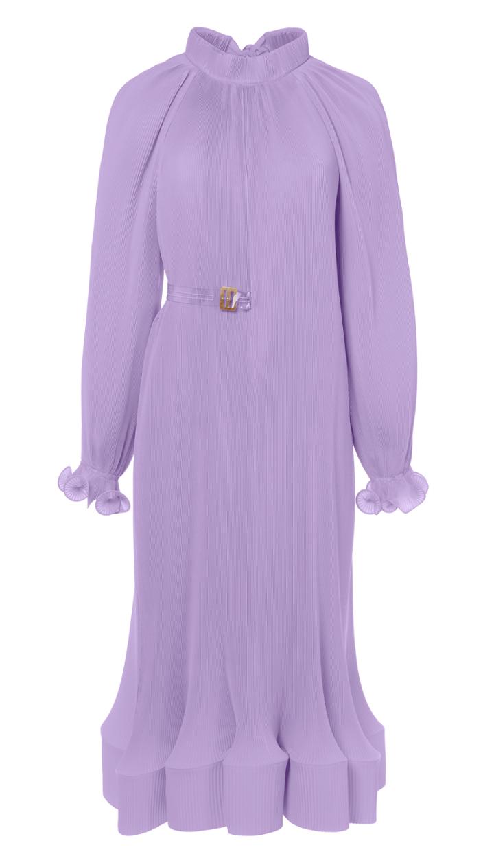 Pleated Dress With Removable Belt