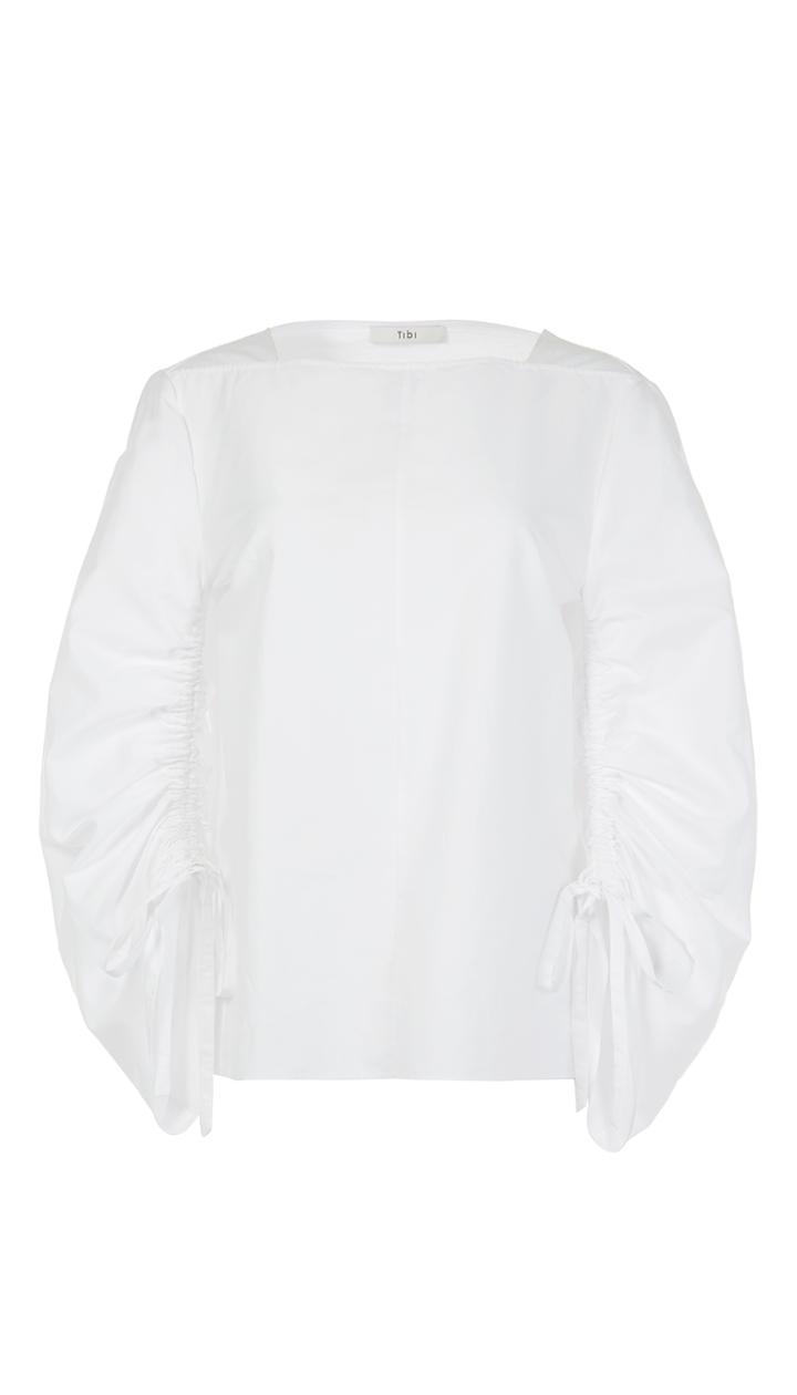 Satin Poplin Sculpted Sleeve Top