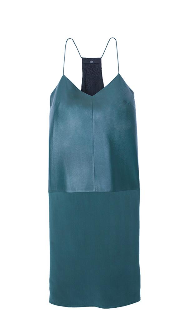 Silk & Leather Slip Dress