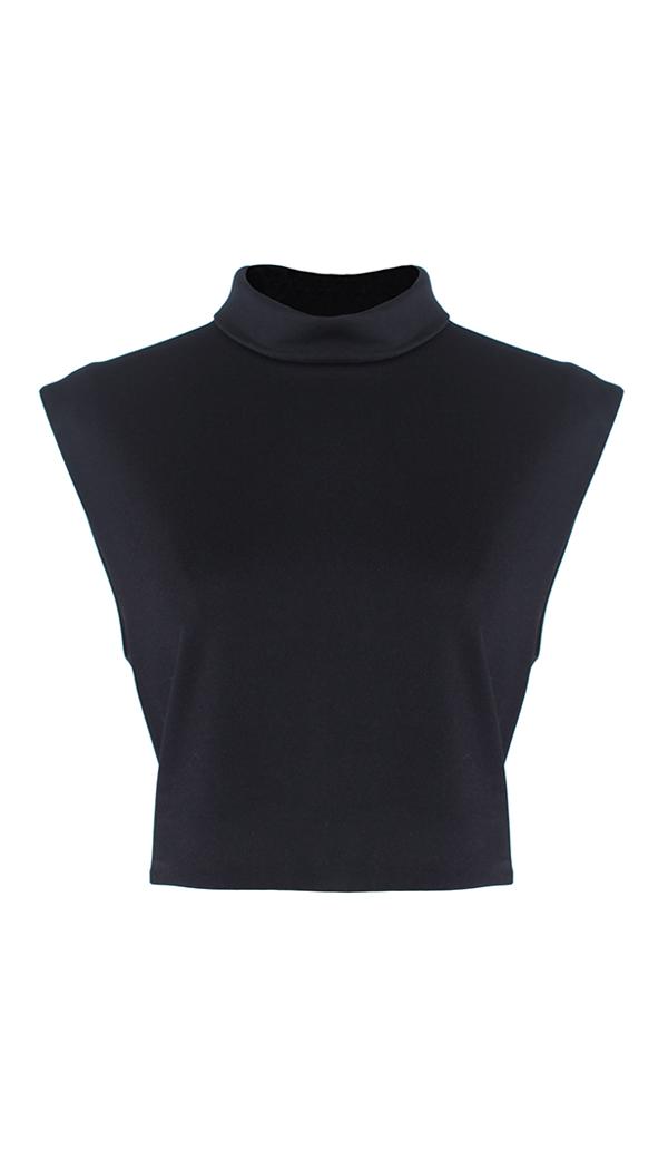 Jersey Mock Neck Sleeveless Cropped Top