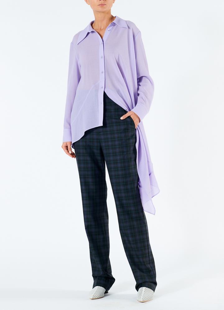 Lightweight Wool Crepe Asymmetrical Shirt