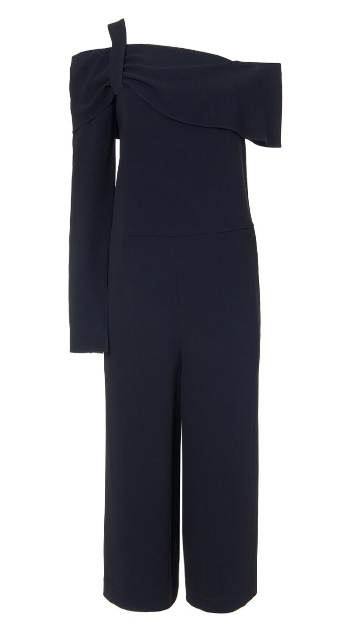 Triacetate One Shoulder Draped Jumpsuit