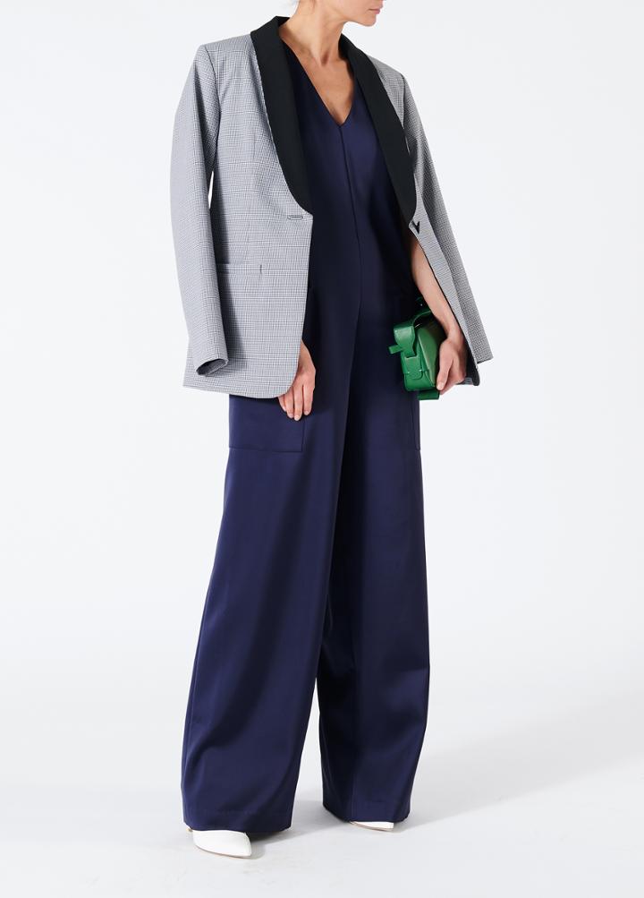 Bonded Satin Back Belt Jumpsuit