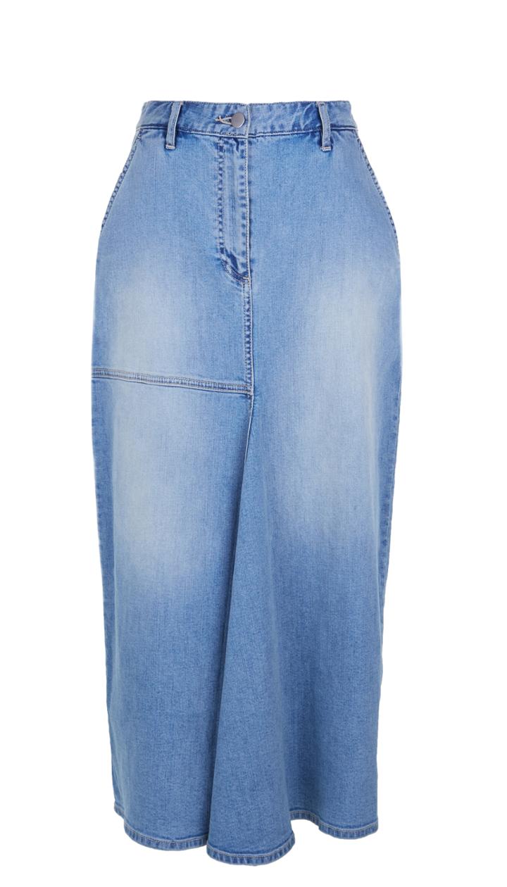 Vintage Wash High Waisted Denim Skirt