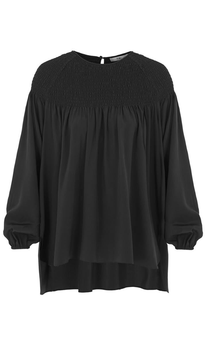 Silk Smocked Blouse