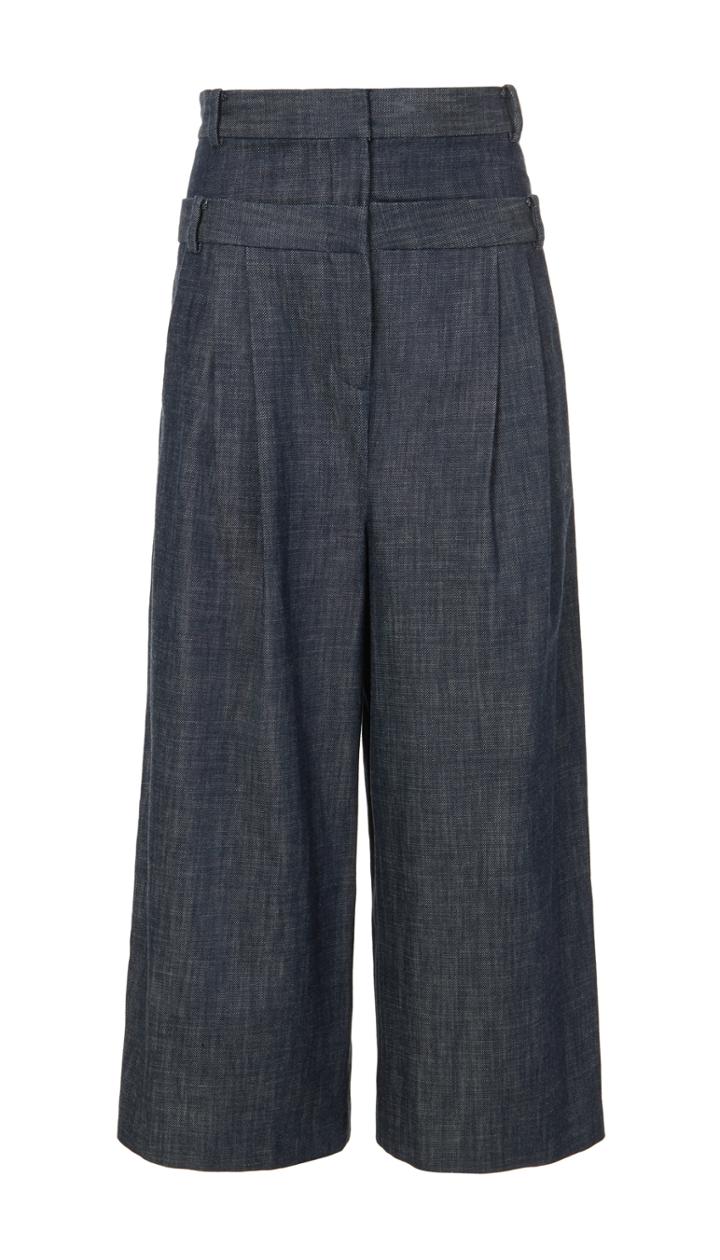 Denim Double Waist Cropped Pants