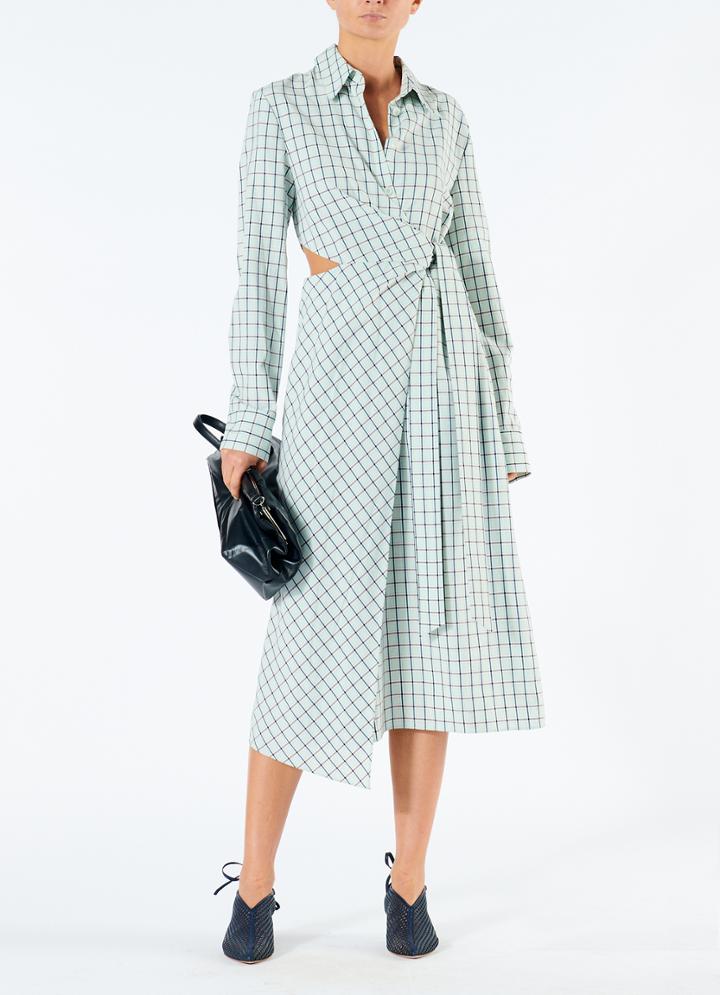 Elliot Check Cut Out Wrap Dress