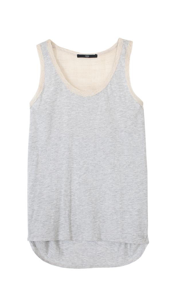 Raffia Trim Sleeveless Top