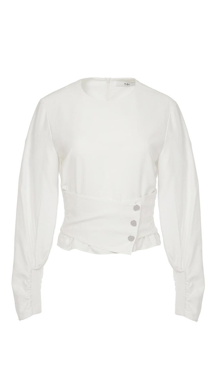 Washed Viscose Twill Corset Cropped Top