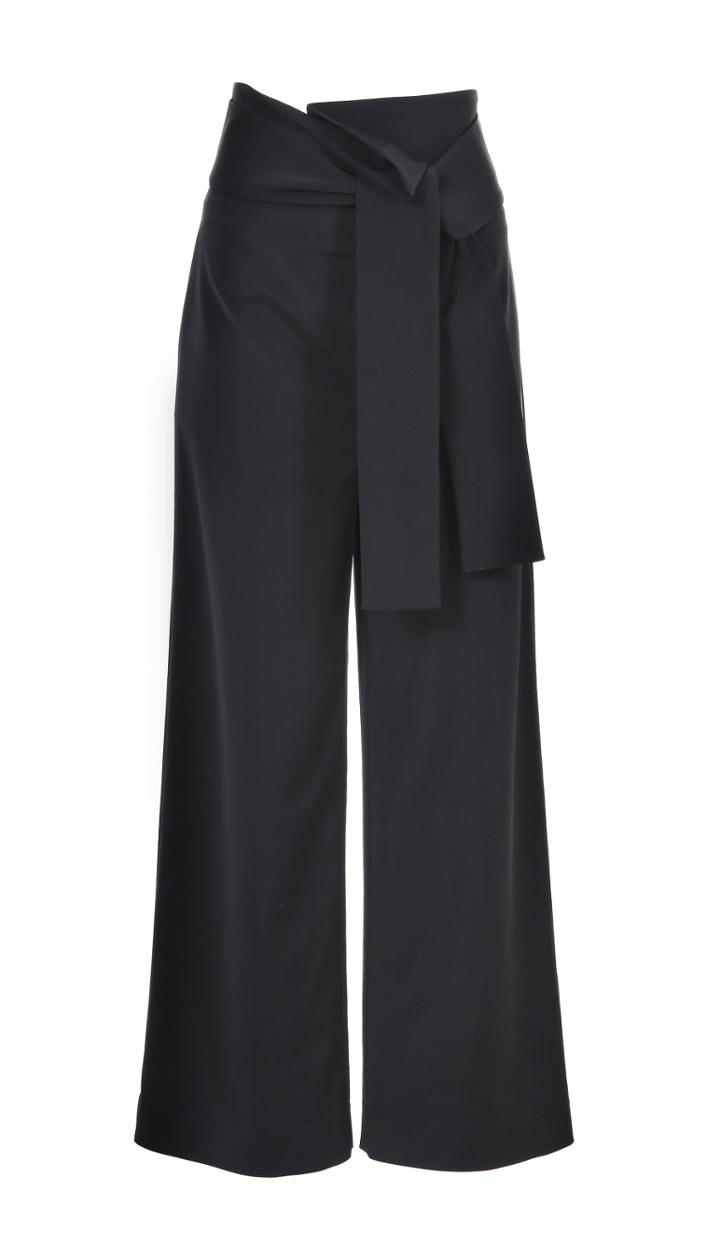 Stretch Faille Pleated Pants