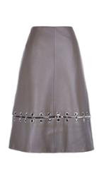 Metal Rings On Leather A-line Skirt