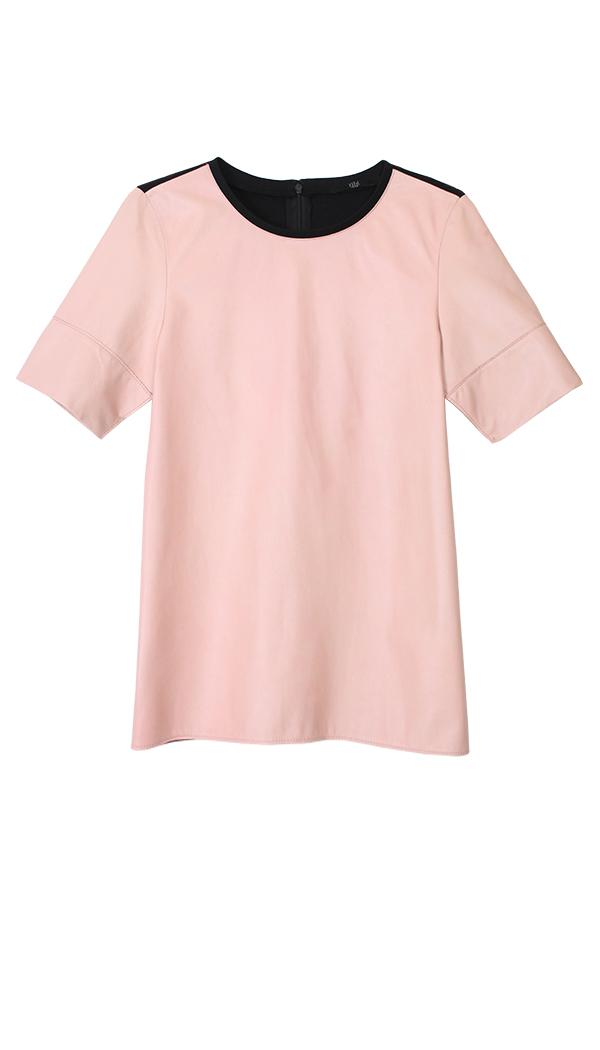Leather Short Sleeve Top