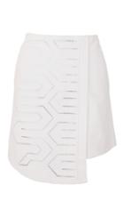 Embroidered Leather Asymmetric Skirt