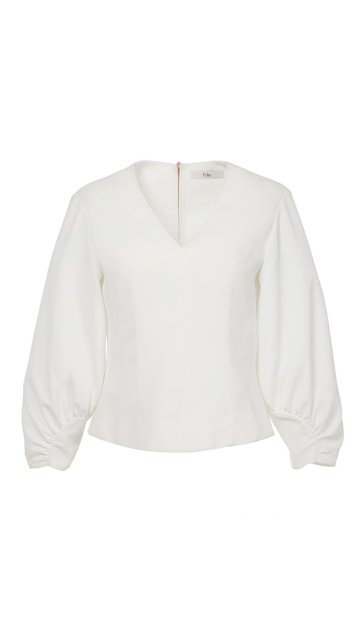 Drape Twill Corset V-neck Top