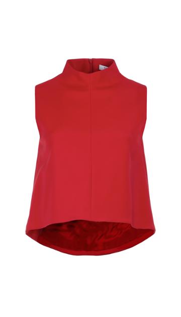 Stretch Faille Funnel Neck Top