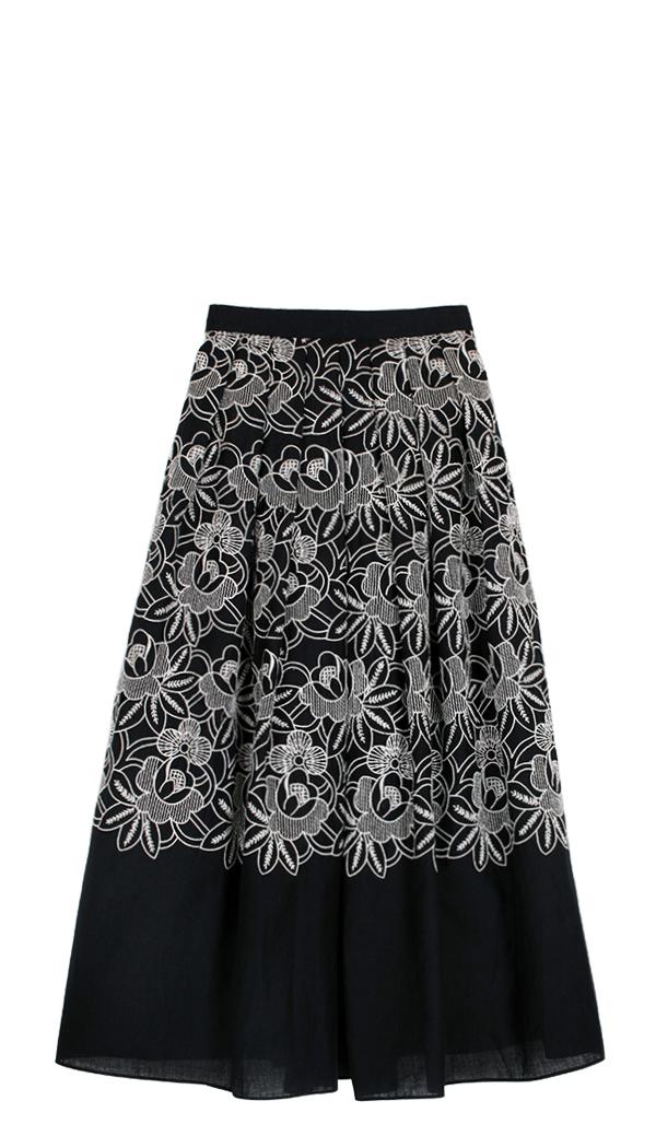Embroidery Eyelet Full Skirt