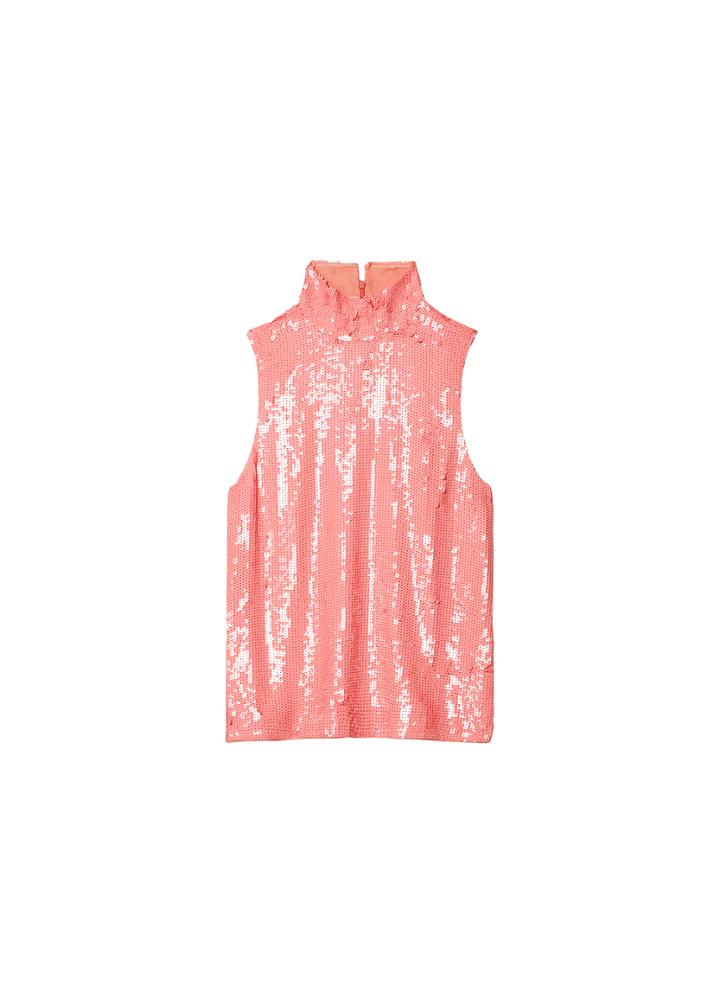 Sequined Shell Turtleneck Top
