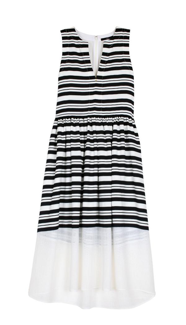 Summer Stripe Split Neck Dress