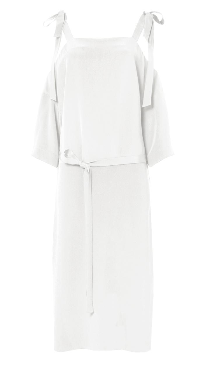 Silk Cut Out Shoulder Midi Dress