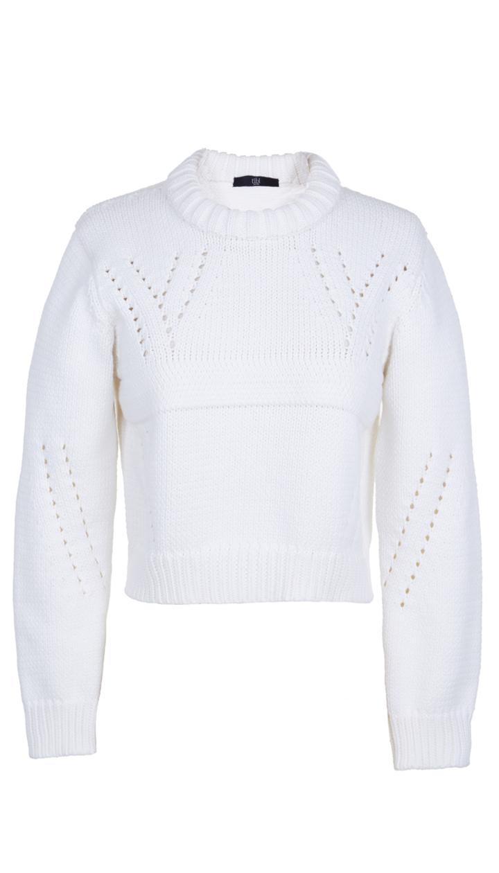 Pointelle Cropped Pullover