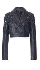Lola Beaded Leather Moto Jacket