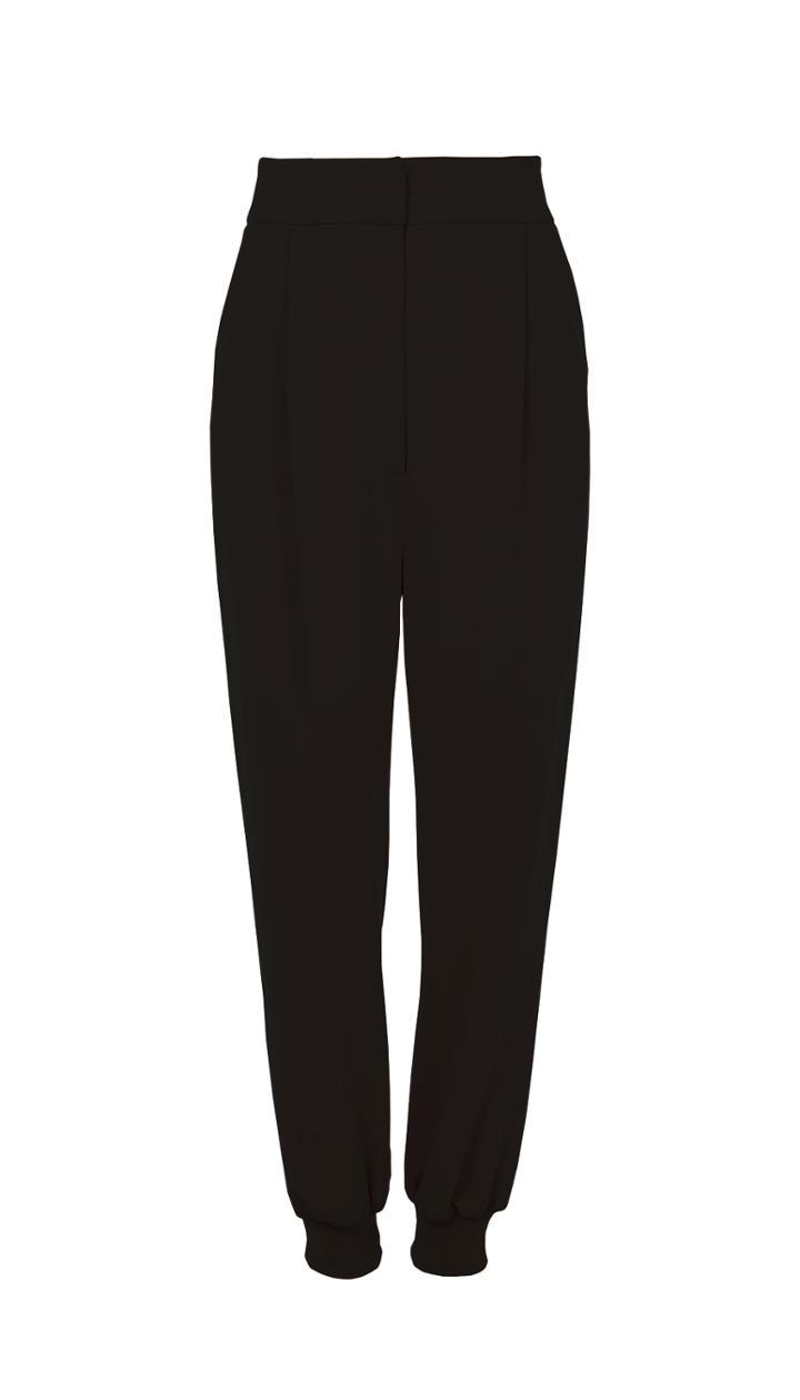 Triacetate High Waisted Short Pants With Rib Hem