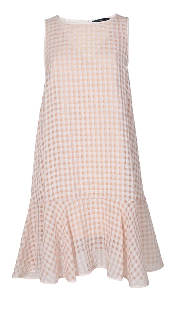 Windowpane Jacquard Drop Waist Dress