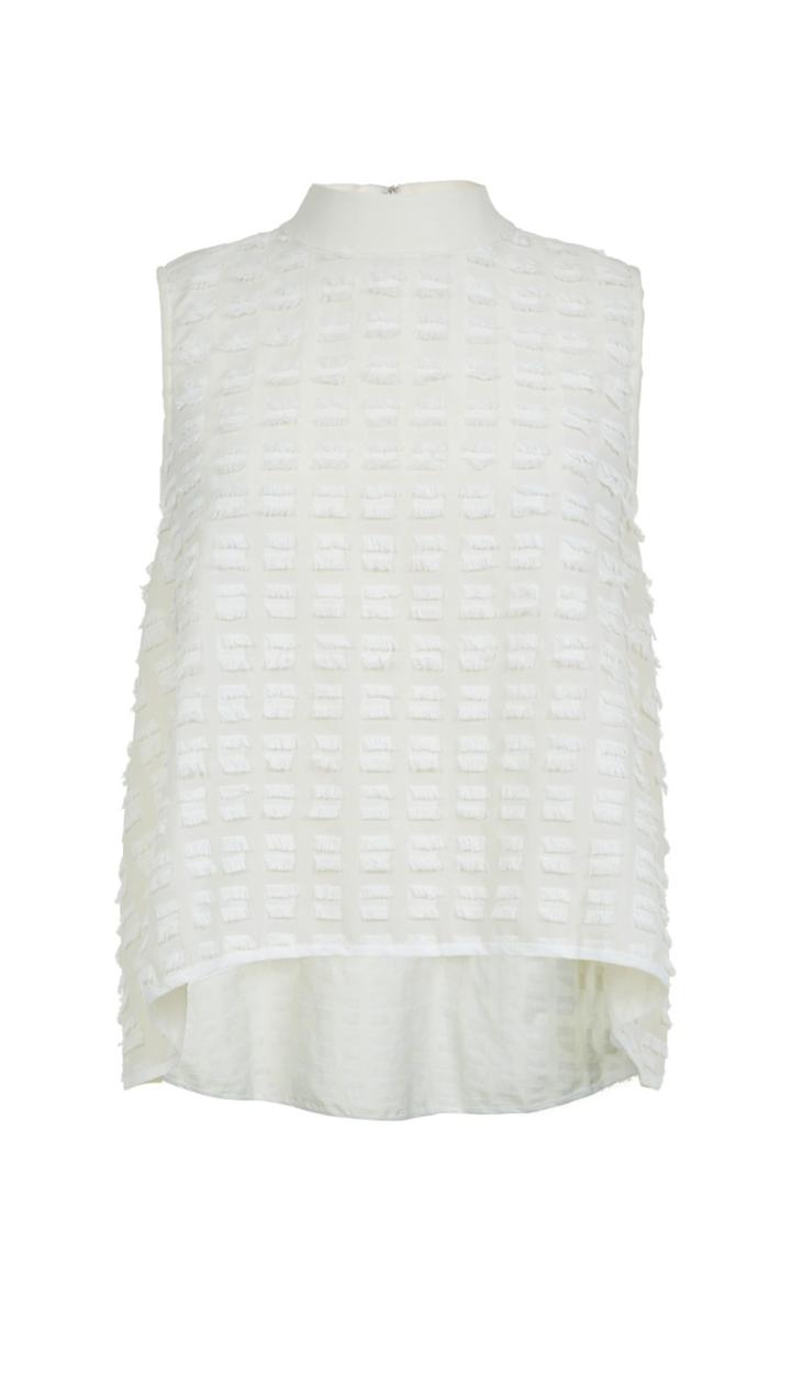 Fil Coupe Sleeveless Ruffle Top