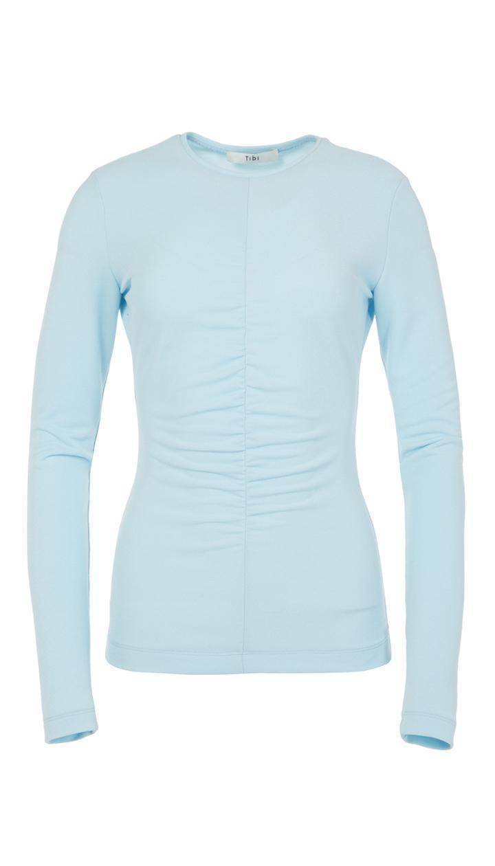 Crepe Knit Ruched Front Tee