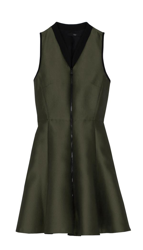 Simona Jacquard Zip Front Dress