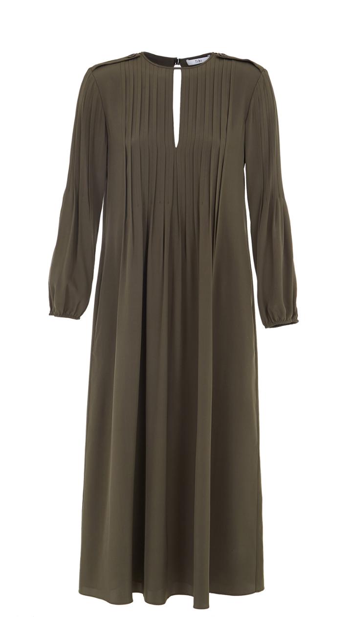 Silk Pintucked Dress